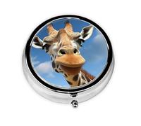 Pill Box 3 Compartment Small Pill Case for Purse & Pocket Funny Giraffe Round Pill Box Cute Vitamins Fish Oil Supplements Storage Box Portable Pill Containe Travel Gift