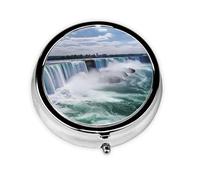 Pill Box 3 Compartment Small Pill Case for Purse & Pocket Niagara Falls Round Pill Box Cute Vitamins Fish Oil Supplements Storage Box Portable Pill Containe Travel Gift