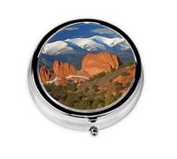 Pill Box 3 Compartment Small Pill Case for Purse & Pocket Pikes Peak Colorado Round Pill Box Cute Vitamins Fish Oil Supplements Storage Box Portable Pill Containe Travel Gift