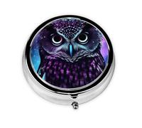 Pill Box 3 Compartment Small Pill Case for Purse & Pocket Purple Owl Round Pill Box Cute Vitamins Fish Oil Supplements Storage Box Portable Pill Containe Travel Gift
