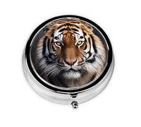 Pill Box 3 Compartment Small Pill Case for Purse & Pocket Tiger Round Pill Box Cute Vitamins Fish Oil Supplements Storage Box Portable Pill Containe Travel Gift