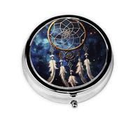Pill Box 3 Compartment Small Pill Case for Purse & Pocket White Fantasy Dream Catcher Round Pill Box Cute Vitamins Fish Oil Supplements Storage Box Portable Pill Containe Travel Gift