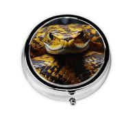 Pill Box 3 Compartment Small Pill Case for Purse & Pocket Yellow Snake Round Pill Box Cute Vitamins Fish Oil Supplements Storage Box Portable Pill Containe Travel Gift