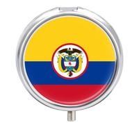 Pill Box 3 Compartment Small Pill Case, Portable for Pocket Or Purse, with Colombia Flag Medicine Organizer Container for Vitamins, Medication, Fish Oil, Supplements Round