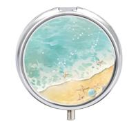 Pill Box 3 Compartment Starfish Seashell Seaside Portable Daily Pill Organizer Travel Medicine Case Vitamin Storage Container