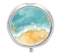 Pill Box 3 Compartment Starfish Seashell Seaside Portable Daily Pill Organizer Travel Medicine Case Vitamin Storage Container
