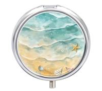Pill Box 3 Compartment Starfish Seashell Seaside Portable Daily Pill Organizer Travel Medicine Case Vitamin Storage Container