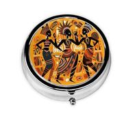 Pill Box 3 Compartment with Mirror African Indian Women Retro Tablet Box Small Pill Organiser for Purse & Pocket Vitamin Organiser