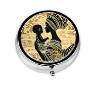 Pill Box 3 Compartment with Mirror African Women Tablet Box Small Pill Organiser for Purse & Pocket Vitamin Organiser