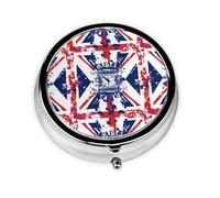 Pill Box 3 Compartment with Mirror British Flag Tablet Box Small Pill Organiser for Purse & Pocket Vitamin Organiser
