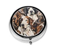 Pill Box 3 Compartment with Mirror Brown Border Collie Tablet Box Small Pill Organiser for Purse & Pocket Vitamin Organiser