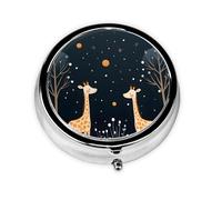 Pill Box 3 Compartment with Mirror Cartoon Giraffe Tablet Box Small Pill Organiser for Purse & Pocket Vitamin Organiser