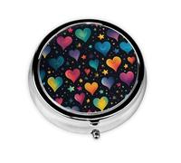 Pill Box 3 Compartment with Mirror Colorful Love Heart Tablet Box Small Pill Organiser for Purse & Pocket Vitamin Organiser