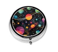 Pill Box 3 Compartment with Mirror Colorful Planet Ripple Tablet Box Small Pill Organiser for Purse & Pocket Vitamin Organiser