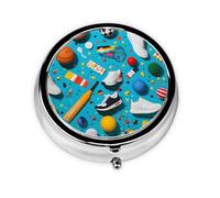 Pill Box 3 Compartment with Mirror Colorful Sports Equipment Tablet Box Small Pill Organiser for Purse & Pocket Vitamin Organiser