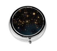 Pill Box 3 Compartment with Mirror Gold Star Tablet Box Small Pill Organiser for Purse & Pocket Vitamin Organiser