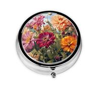 Pill Box 3 Compartments Colorful Floral Pattern Handbag Pocket Pill Box Portable Travel Pill Box Metal Medicine Vitamin Fish Oil Unique Gift