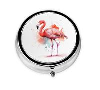 Pill Box 3 Compartments Watercolor Flamingo Pill Box Handbag Pocket Pill Box Portable Travel Metal Pill Box Medicine Vitamin Fish Oil Unique Gift