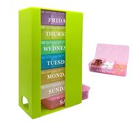 Pill Box 3 Times a Day Daily Pocket Pill Container Portable Travel Weekly Pill Organizer Stackable Pill Case for Vitamin, Fish Oils, Medication, Supplement (Green)