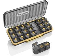 Pill Box 3 Times A Day, Pill Organizer Three Times A Day Weekly - Acedada 7 Days Vitamin Organizer with 7 Daily Container, Medicine Dispenser Case for Vitamins, Fish Oils, Supplements, Black Grey