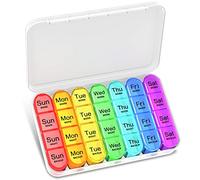 Pill Box 4 Times a Day, Betife Weekly Pill Box Organisers, 7 Day Tablet Organiser, Daily Pill Dispenser 7 Day 4 Compartments, Tablet Box for Medication, Vitamins and Supplements (Transparent)