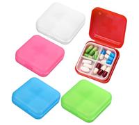 Pill Box, 5 PCS Daily Pill Organiser with 4 Compartments, Portable Travel Pill Case, Mini Medicine Container for Handbag, Compact Travel Medicine Organizer for Vitamins, Dietary Supplements