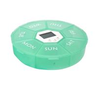 Pill Box, 7-Compartment Pill Box with Timer Function, Medication Container with Memory Pockets for Morning, Noon, Travel, Work, Home, Outside
