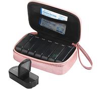 Pill Box 7 Day 2 Times a Day Weekly Pill Organiser with Portable Zipper PU Leather Bag BPA Free AM PM Travel Pill Dispenser for Medication Capsule Vitamins Fish Oils (Pink)