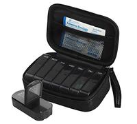 Pill Box 7 Day 2 Times a Day Weekly Pill Organiser with Portable Zipper PU Leather Bag BPA Free AM PM Travel Pill Dispenser for Medication Capsule Vitamins Fish Oils (Black)