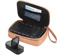 Pill Box 7 Day 2 Times a Day Weekly Pill Organiser with Portable Zipper PU Leather Bag BPA Free AM PM Travel Pill Dispenser for Medication Capsule Vitamins Fish Oils (Rose Gold)