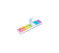 Pill Box 7 Day, BUG HULL Push Button Pill Organiser, 7 Large Compartments Rainbow BPA Free