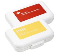 Pill Box 7 Day - Daily Pill Organizer | Mini Square PP Case, 11x7.5x3cm Size, Red Yellow Colors, Portable Leakproof Medicine Supplements Holder for Pocket Purse Travel Cosmetics