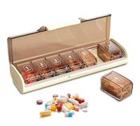 Pill Box 7 Day Pill Box 7 Daily Medicine Box Pill Box with 7 Individual Compartments BPA-Free Portable Pill Box for Medication/Vitamins/Fish Oil/Dietary Supplements (White)