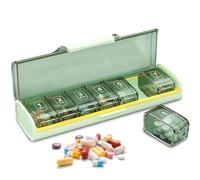 Pill Box 7 Day Pill Box 7 Daily Medicine Box Pill Box with 7 Individual Compartments BPA-Free Portable Pill Box for Medication/Vitamins/Fish Oil/Dietary Supplements (Green)