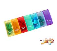 Pill Box, 7 Day Portable Pill Organiser,Weekly Organizer to Hold Vitamins,Pill Boxes 7 Day Pill Organiser for Cod Liver Oil, Supplements, Medication Travel Work,Gift for Parents (Multicolor)