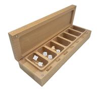 Pill Box 7 Day, Portable Wooden Organizer, Weekly Storage Case, Compact Design and Multi-Use Compartments, Ideal for Jewelry, Snacks, Travel, Desk, Office, Home, Outdoor Use