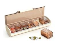 Pill Box 7 Days Morning Evening, Portable and Moisture-proof Medicine Box, Small Pill Box for On the Go for Medication, Fish Oil, Vitamins and Dietary Supplements