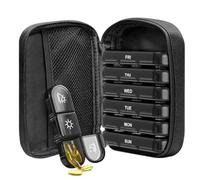 Pill Box 7 Days Organizer 21 Grids 3 Times a Day Morning Noon Night Weekly Medication Organizer Portable Travel Pill Case(Black)