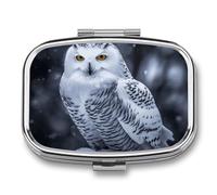 Pill Box Arctic Owl Travel Pill Organizer 2-Compartment Portable Medicine Case with Mirror Design for Vitamins, Jewelry & Essentials Durable Pocket Pillbox for Purse, Camping