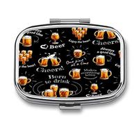 Pill Box Black Beer Clink Pattern Pill Box Pill Box Rack Small Jewelry Storage Box Retro Medicine Vitamin Pill Storage Box