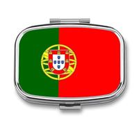 Pill Box Case 2 Compartment, Portuguese Republic Flag Printing Portable for Pocket Or Purse Small Pill Organizer for Vitamins, Medication, Fish Oil and Supplements Square