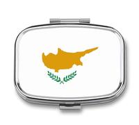 Pill Box Case 2 Compartment, Republic of Cyprus Map Flag Printing Portable for Pocket Or Purse Small Pill Organizer for Vitamins, Medication, Fish Oil and Supplements Square