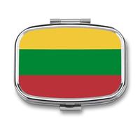 Pill Box Case 2 Compartment, Republic of Lithuania Flag Printing Portable for Pocket Small Travel Pill Organizer for Vitamins, Medication, Fish Oil and Supplements Square