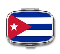 Pill Box Case 2 Compartment with Republic of Cuba Flag, Portable for Pocket Or Purse Travel Pill Organizer for Vitamins, Medication, Fish Oil and Supplements Square