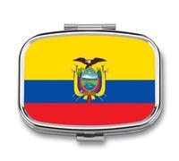 Pill Box Case 2 Compartment with Republic of Ecuador Flag, Portable for Pocket Or Purse Travel Pill Organizer for Vitamins, Medication, Fish Oil and Supplements Square
