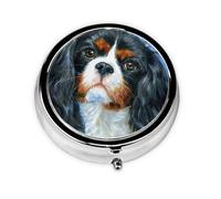 Pill Box,Cavalier King Charles Spaniel Round Pill Case Medicine Organizer Travel Pill Box Travel Pill Organizer