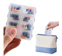 Pill Box | Compact Carrying Case For Pill Boxes | Compact 8 Compartments Tablet Holder for Travel Retirement Home Backpack