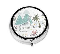 Pill Box Dinosaur Walking Round Pill Case 3 Compartment Medicine Pill Organizer Cute Pill Organizer Portable Travel Pillbox Vitamin Cod Liver Oil Storage Box Unique Gift