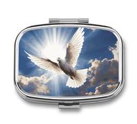 Pill Box Dove Sky Travel Pill Organizer 2-Compartment Portable Medicine Case with Mirror Design for Vitamins, Jewelry & Essentials Durable Pocket Pillbox for Purse, Camping