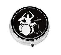 Pill Box Drummer Round Pill Case 3 Compartment Medicine Pill Organizer Cute Pill Organizer Portable Travel Pillbox Vitamin Cod Liver Oil Storage Box Unique Gift